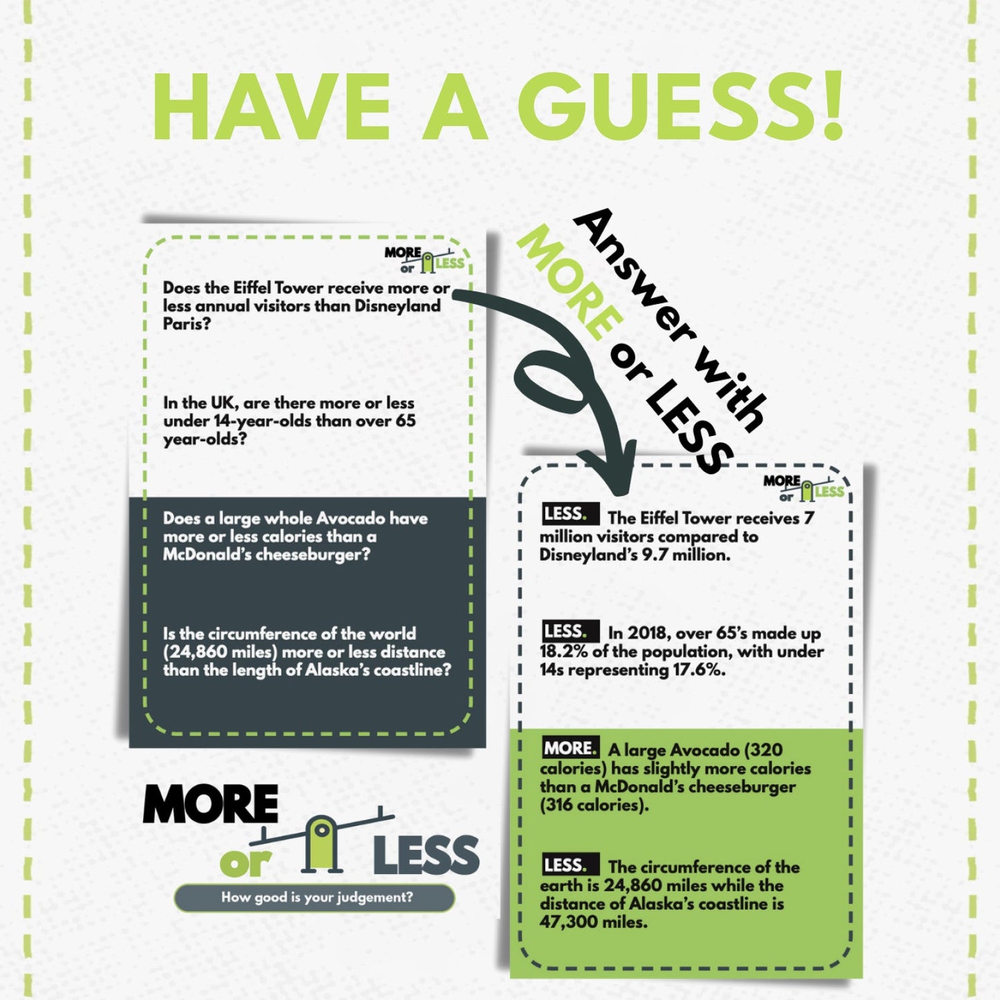More or Less Card Game Bundle of 2 - Original & Science & Nature Edition