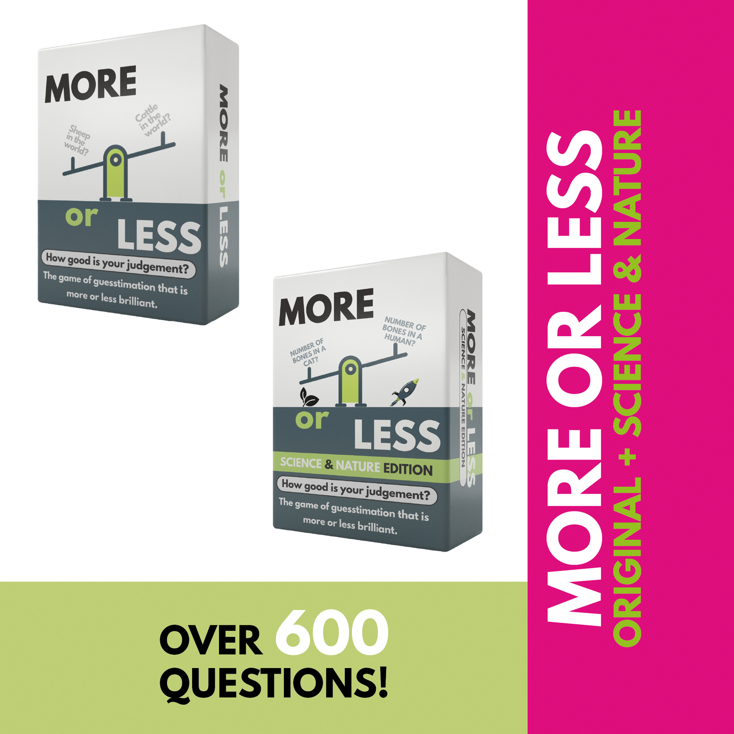 More or Less Card Game Bundle of 2 - Original & Science & Nature Edition