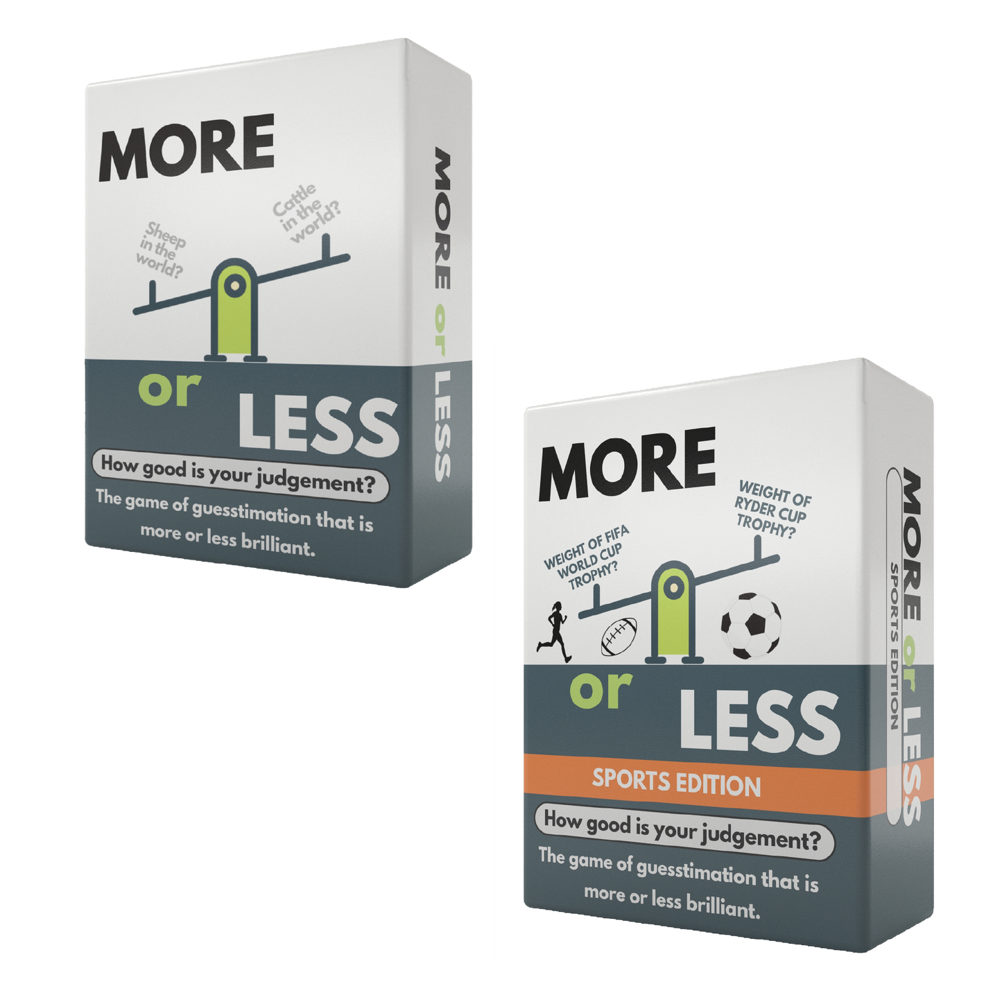 More or Less Card Game Bundle of 2 - Original & Sports Edition