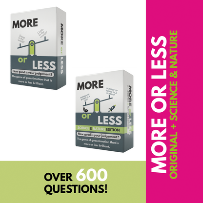 More or Less Card Game Bundle of 2 - Original & Science & Nature Edition