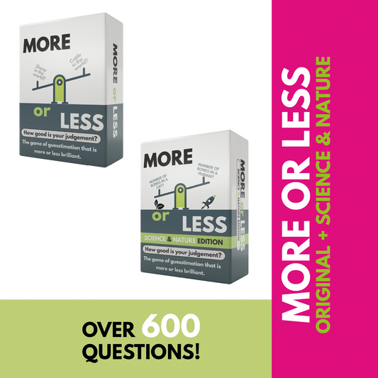 More or Less Card Game Bundle of 2 - Original & Science & Nature Edition