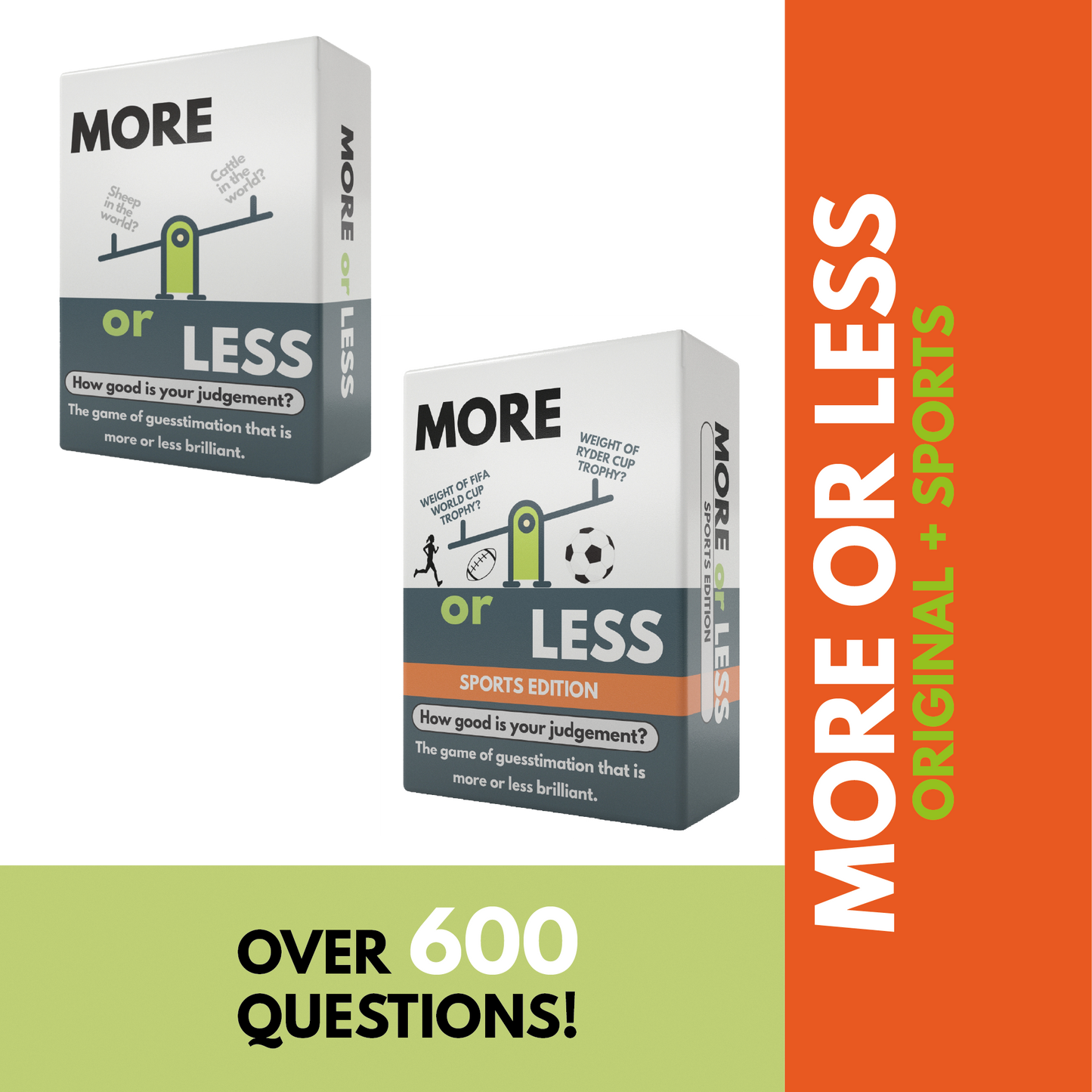 More or Less Card Game Bundle of 2 - Original & Sports Edition