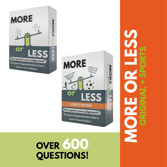 More or Less Card Game Bundle of 2 - Original & Sports Edition