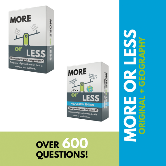 More or Less Card Game Bundle of 2 - Original & Geography Edition